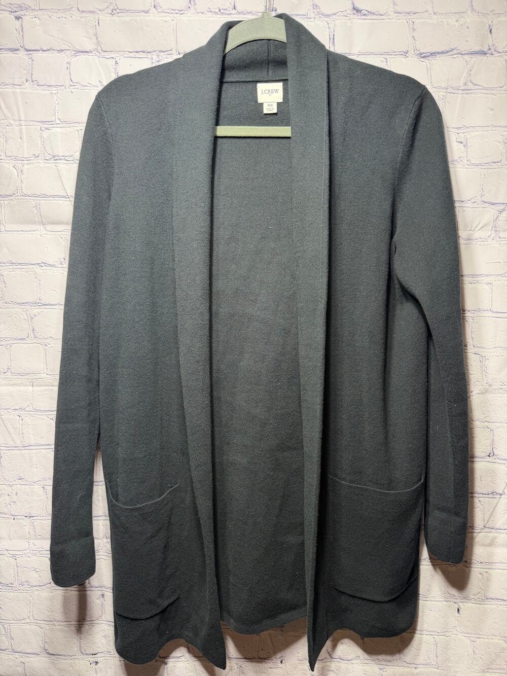 J.Crew Womens Knit Open Front Blazer Black Sz XS Preppy Acadamia